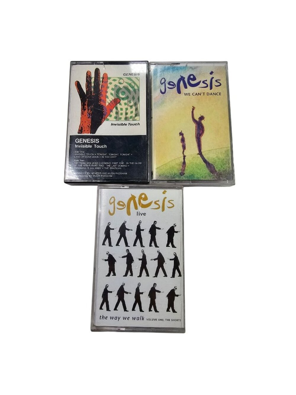 Genesis Cassette Tape Lot of 3: Invisible Touch, We Cant Dance, LIVE Vol. 1